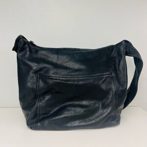 Large Black Rain Guarded Leather Shoulder Bag by JULIA DUREN